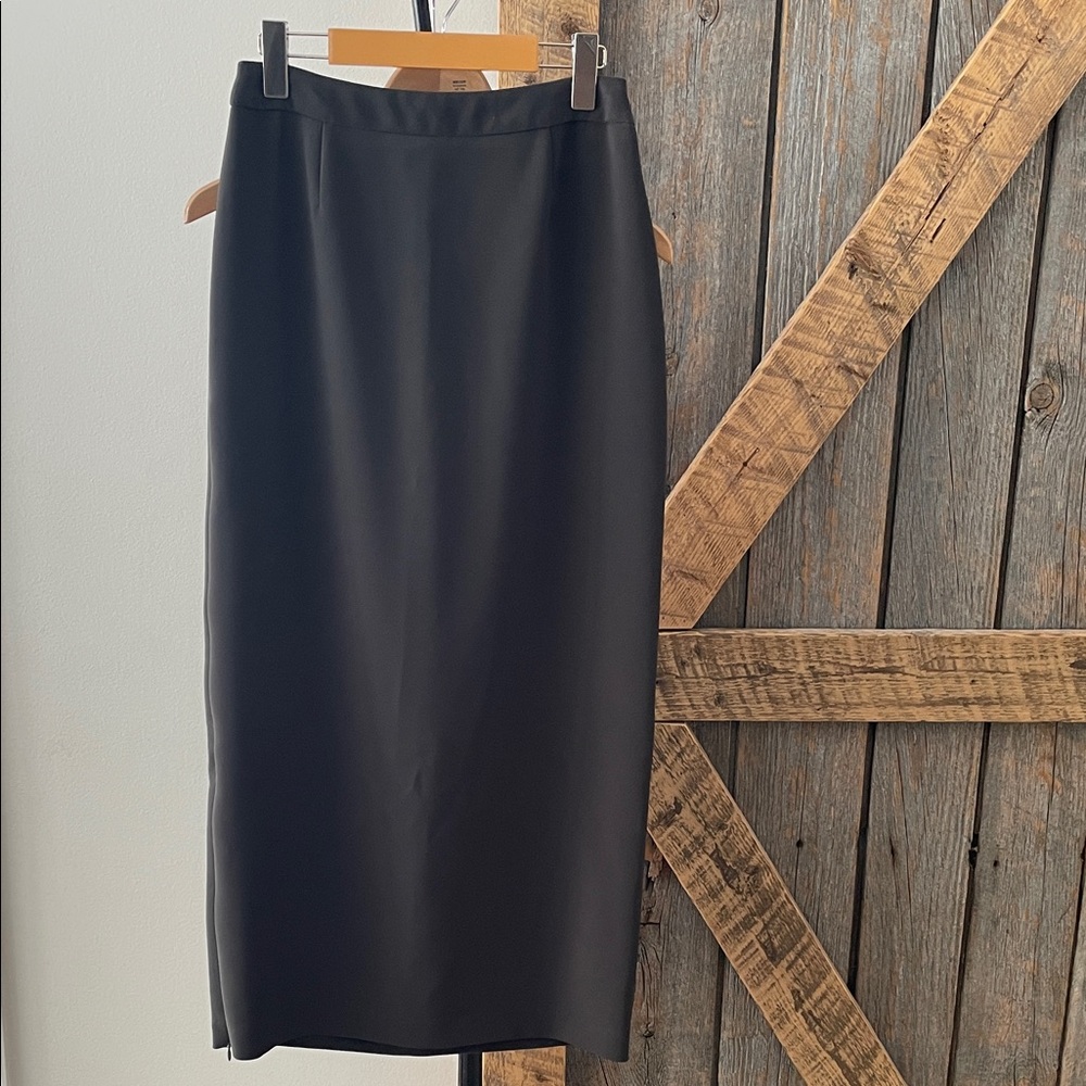 Tribal olive green high waist long pencil skirt-Size 4